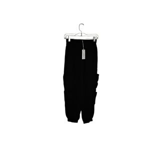 Sivana Women's S Black Cargo Jogger Elastic Waist Pull-on Pockets Pant